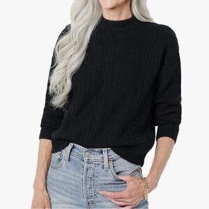 Crewneck Black Cable knit Sweater relax Soft Touch Amazon Essentials Women XL